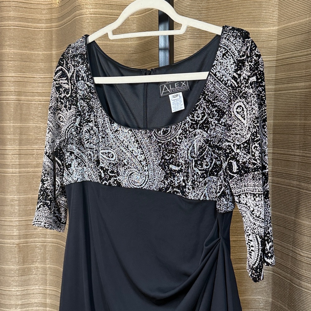 Sparkling Alex Evenings Black Long Sleeve Dress - Picture 3 of 5